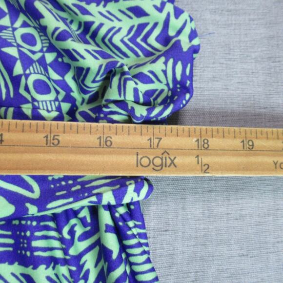 Madison Leigh Dress Womens Sz 2X Purple Green Geometric Short Sleeve Maxi Flirty - Picture 6 of 9